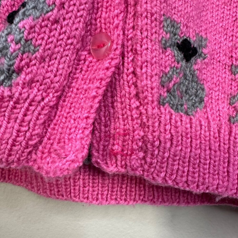 HAND KNIT Kangaroo Koala Cardigan Girls 6 Pink Sweater Australian Animals Girl - Picture 4 of 6